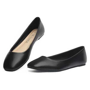 Women's Flats Square Toe Casual Flats, Black, Size 9.5